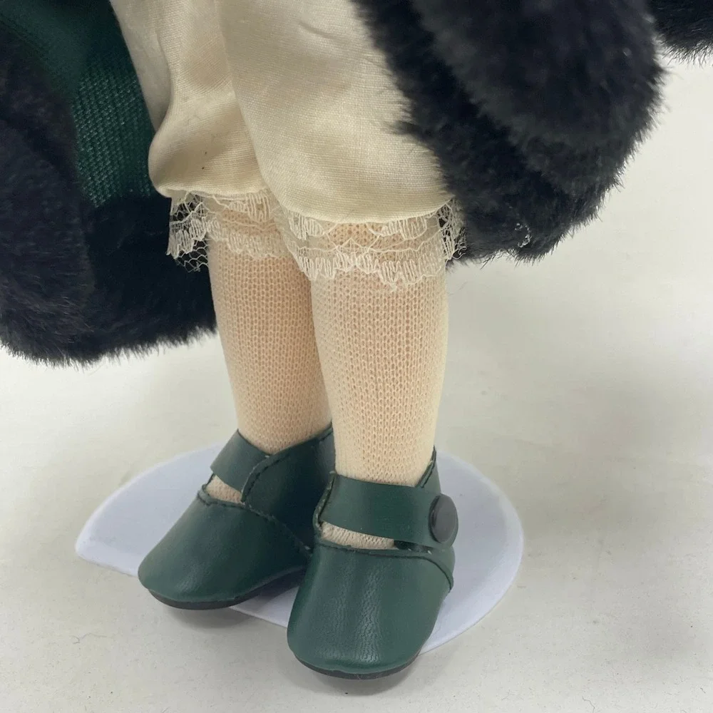 Noble Heritage Collection 1996 Porcelain Doll Green Corduroy Faux Fur Winter